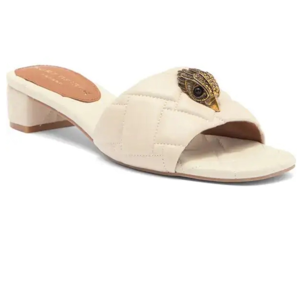 Kurt Geiger Cream Quilted Open-Toe Slide Sandal